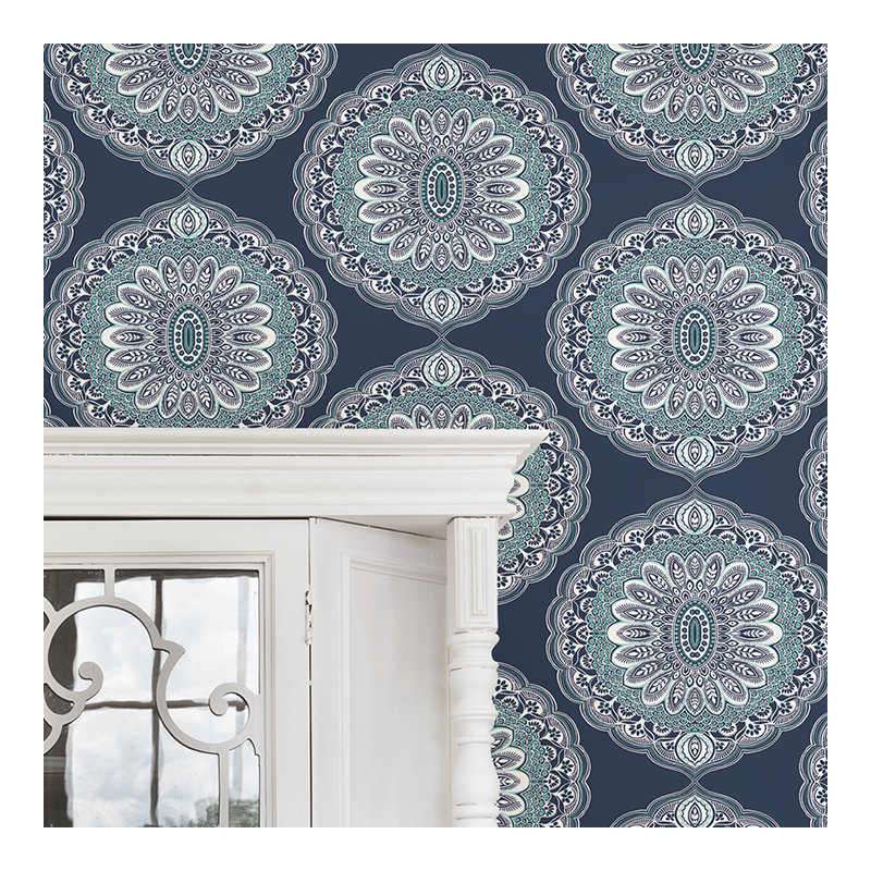 Stevenson 33' L x 20.5" W Wallpaper Roll, Navy