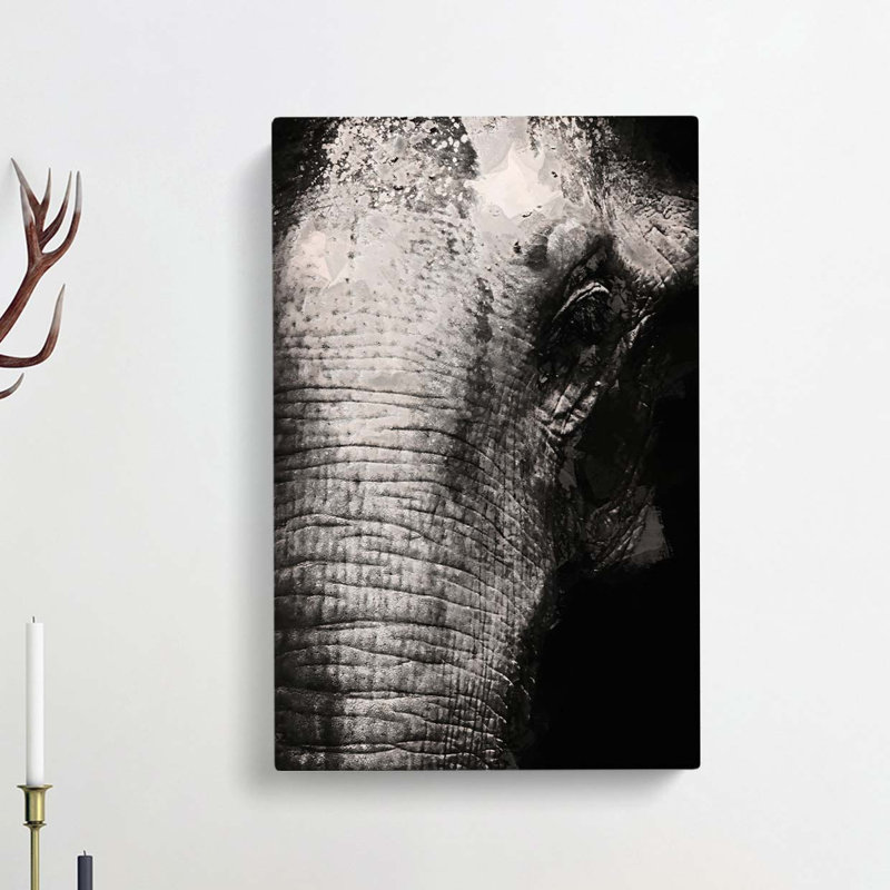 Mighty Elephant in the Shadows - Wrapped Canvas Graphic Art Print, 76cm H x 50cm W x 3cm D