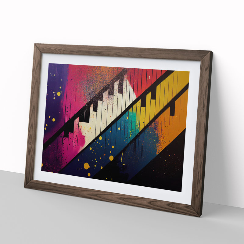 Piano Key Splash Vol.1 - Single Picture Frame Print, 34cm H x 46cm W x 2cm D, Walnut Framed