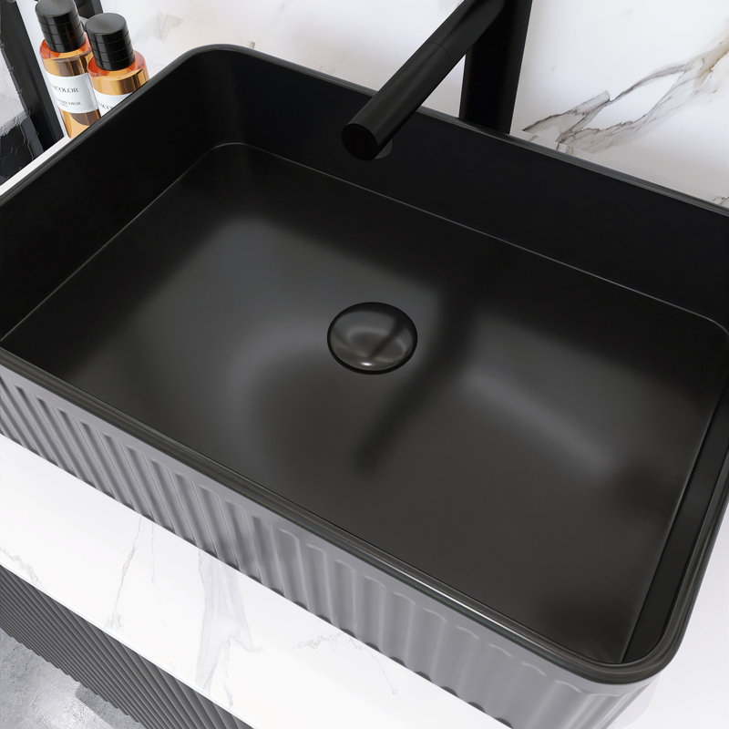 30-Inch Freestanding Bathroom Vanity With Black Ceramic Basin And Carrara White Counter Top