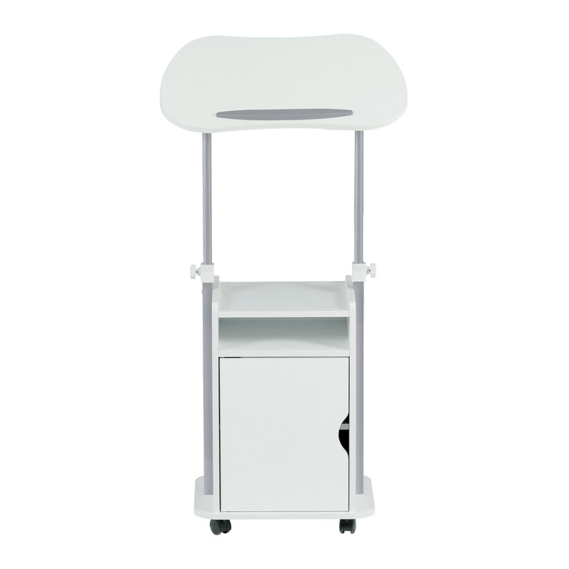 Chariot à roulettes pour ordinateur portable avec rangement réglable Techni Mobili, Blanc