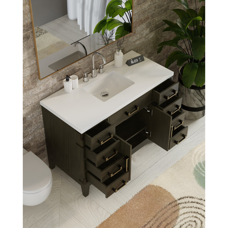 Meuble-lavabo simple l 48 po x P 22 po Laurel, Chêne brun