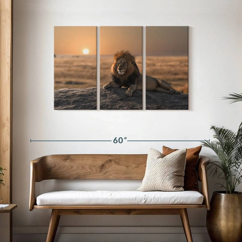 Lion On A Rock, 28" H x 45" W