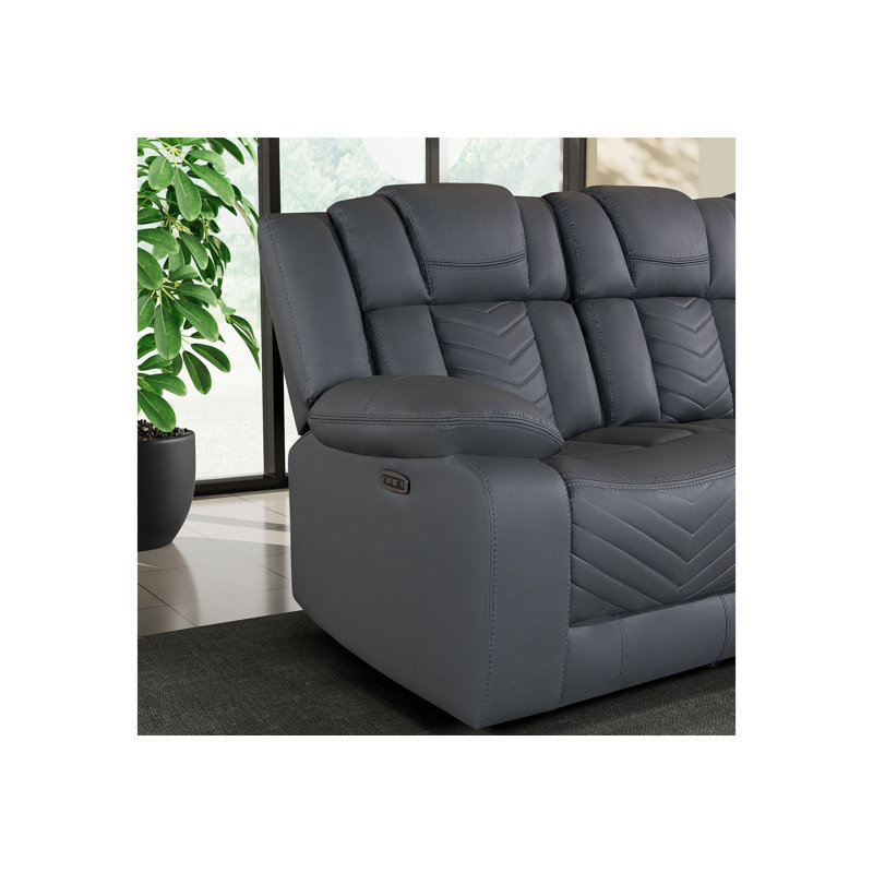 Yepez Grey Power Console Reclining Loveseat