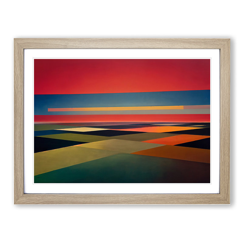 Abstract Landscape Meadow - Framed Print, 34cm H x 46cm W x 2cm D, Oak