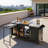 Large Grill Table Outdoor Kitchen Island With Stainless Steel Top, Fold-out Prep Table, Adjustable Shelves And Spice Rack