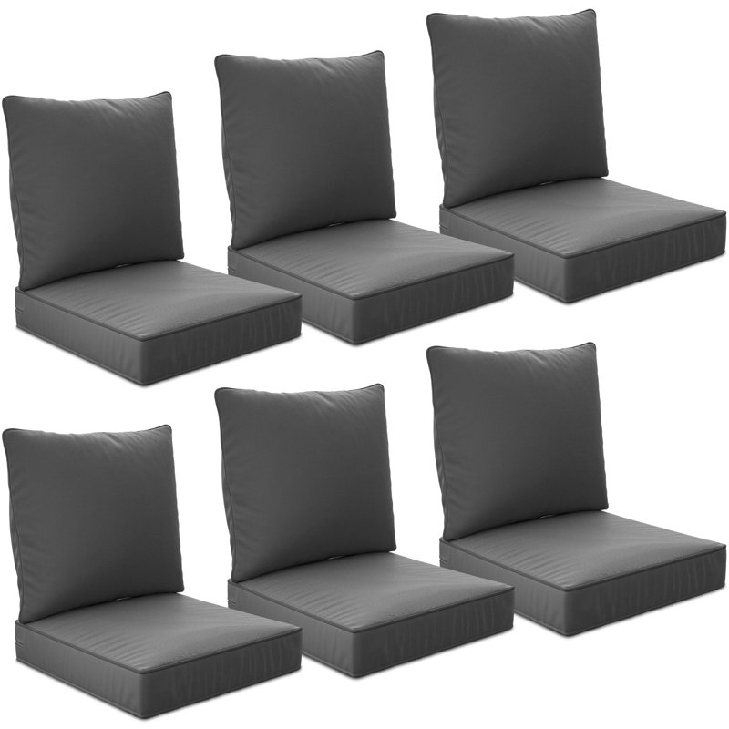 24" X 24" X 6" Outdoor Deep Seat Cushions Set - 6, Dark Gray, 6