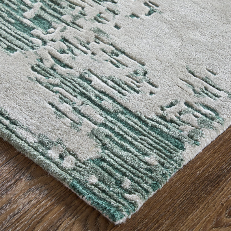 Zarah Hand Tufted Abstract Area Rug, Green, Rectangle 9' x 12'