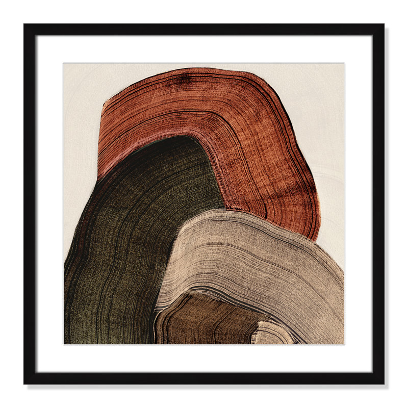 «Folded Earth I» par Casa Fine Arts, L 23,5 po x H 23,5 po, Imprimé mat, Noir satiné