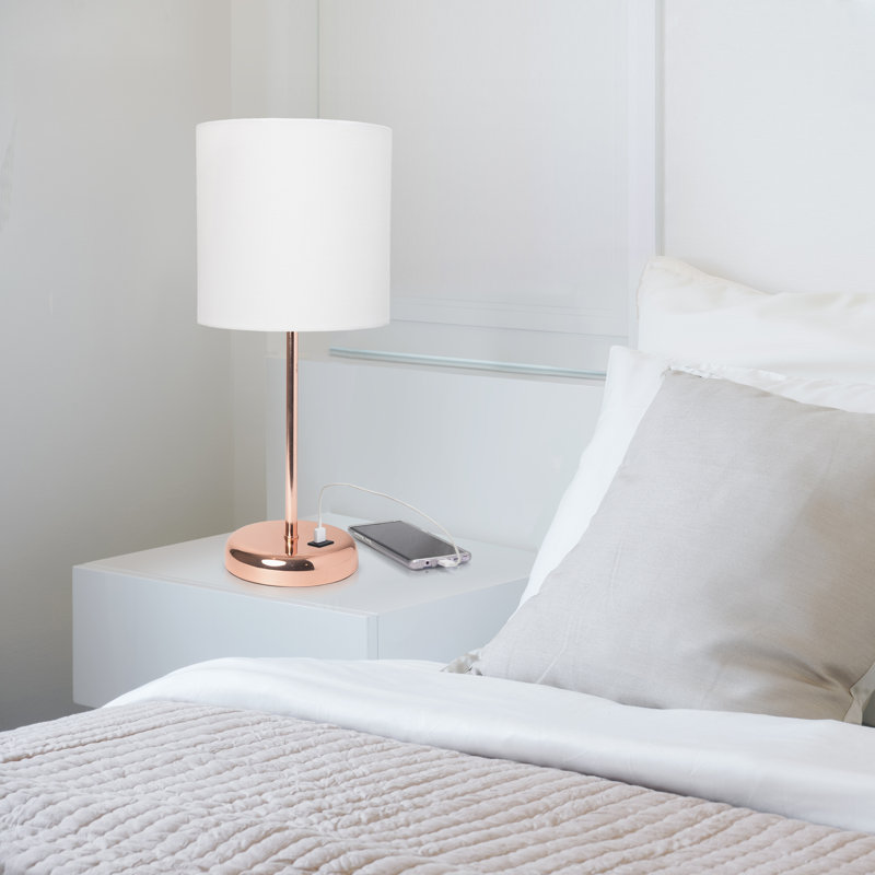 Delp Metal USB Table Lamp, Yes, White, Rose Gold