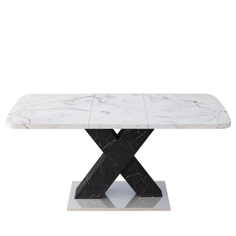 Modern Rectangle Dining Table(Only Table), Black/Silver, White/Gray