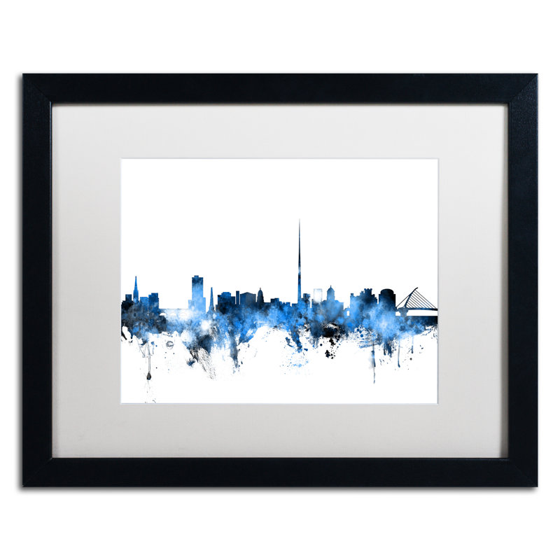 « dublin ireland horizon white », impression encadrée, H 11 po x l 14 po x P 0,5 po, Noir
