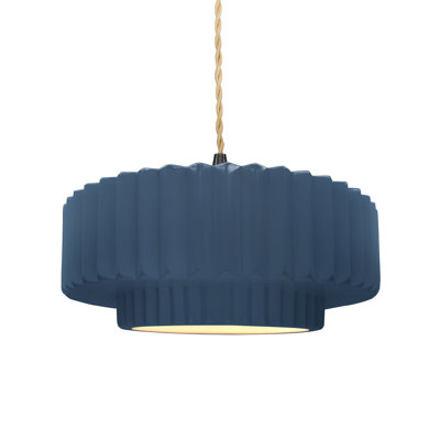 Gela 1-Light Ceramic and Metal Drum Pendant