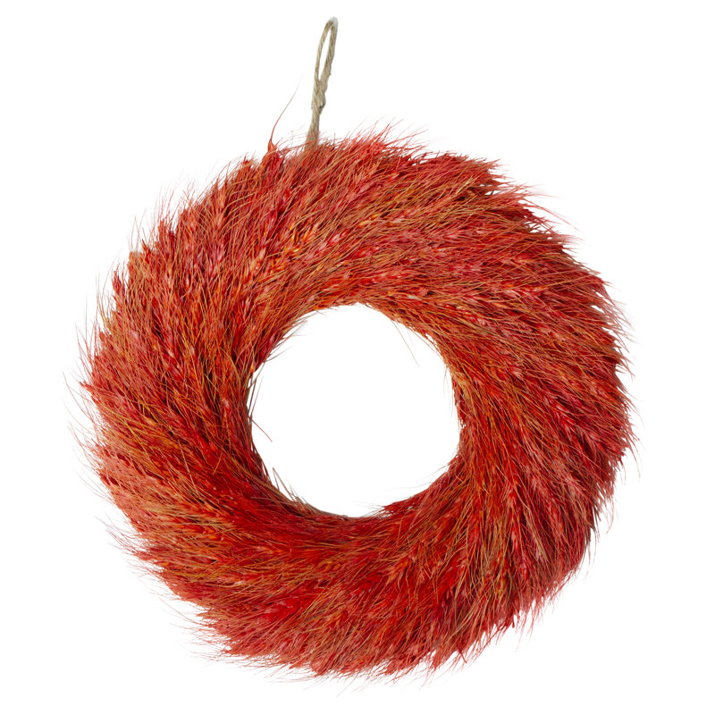 Couronne de récolte d'automne rouge et orange - 12 pouces non éclairée