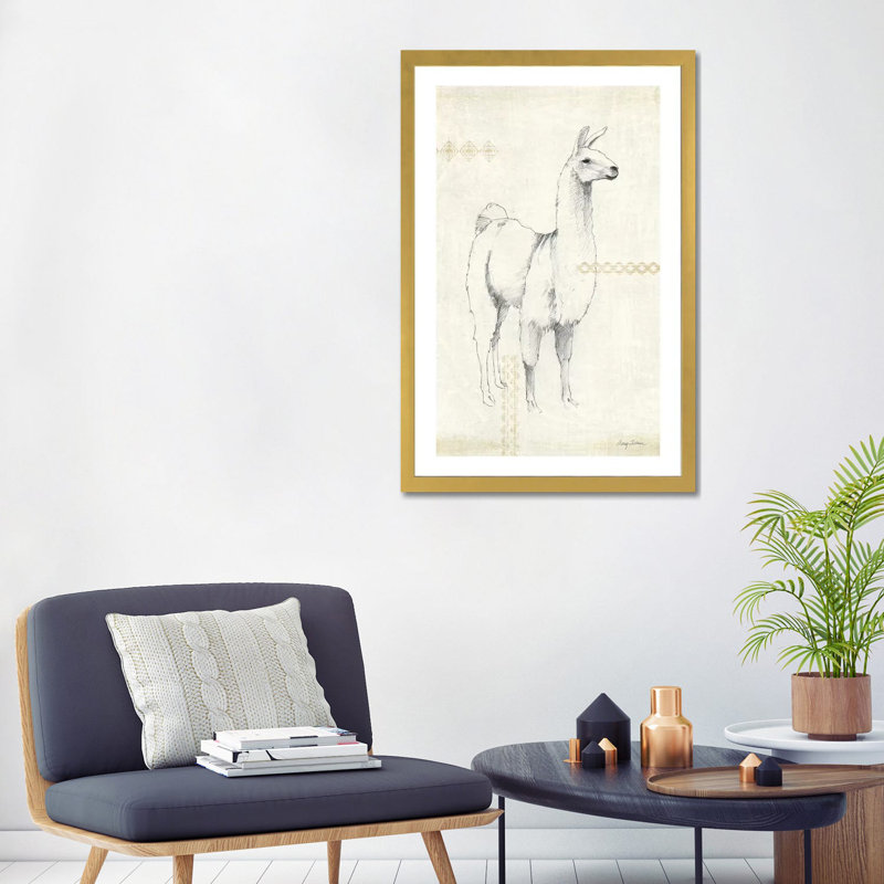 «Dream Love Believe Sing» par Anne Tavoletti - impression, H 32 po x l 24 po x P 1 po, Papier encadré doré, Blanc