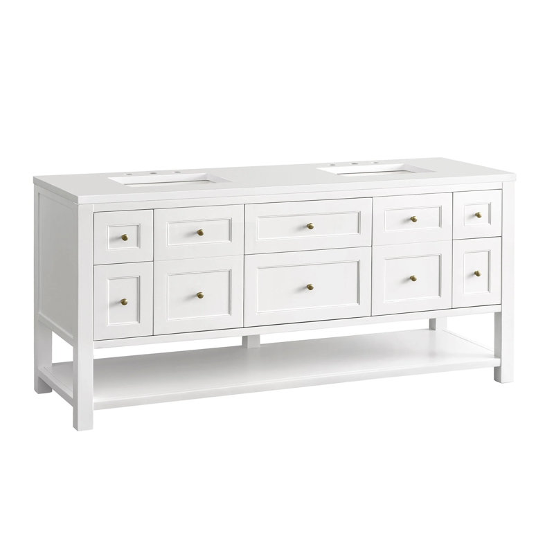 Breckenridge 72'' W Double Bathroom Vanity Base, Bright White