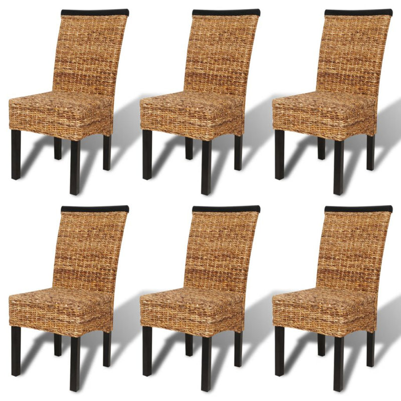 Rebeca vidaXL Solid Mango Wood Dining Chair Rattan Dining Room Kitchen Chairs, Brown, 2