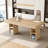 63"/71" Rectangular Dining Table with Storage, Large Wooden Kitchen Table for 6, Oak-527828847