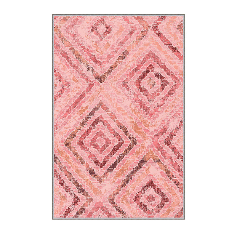 Stylish Woven Carpet, 100% Polyester, 0.3 in Pile Height | Antibacterial, Non-Slip PVC Felt Dot Underside, Machine Washable | 3D Digital Printing, Durable & Easy to Maintain - Perfect for Any Room