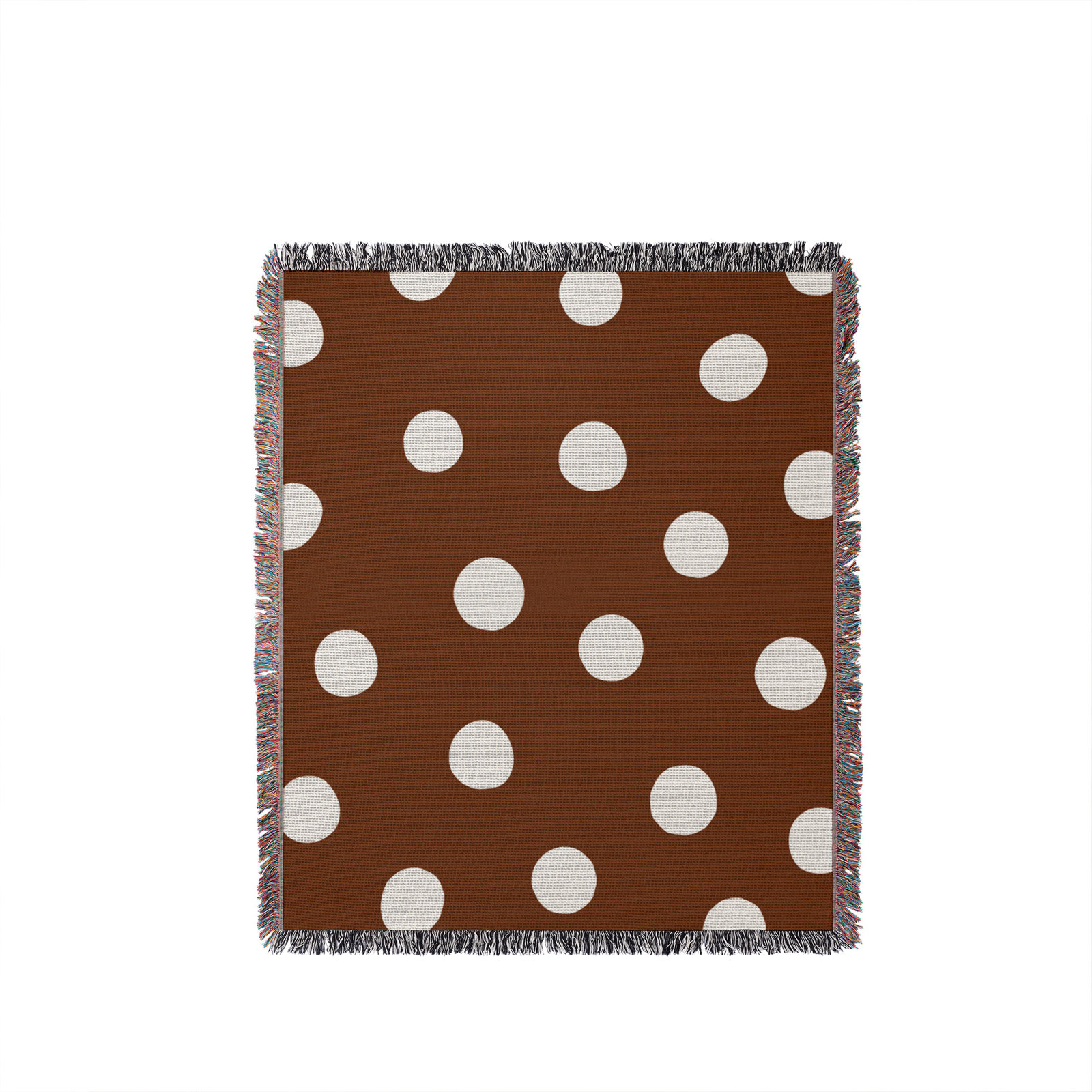 Leonore Cotton Hand Woven Throw Blanket, 60" x 60" – Throw, Rust Brown