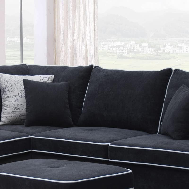 Upholstered L-Shaped Sectional Left Hand Facing, Black