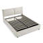 Grand lit plateforme tapissier hydraulique avec tête de lit intégrée, tissu chenille, beige