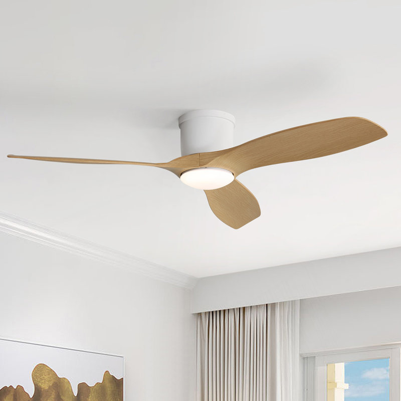 Ventilateur de plafond blanc mat 52 pouces avec moteur à courant continu à 3 pales ABS et fonction réversible