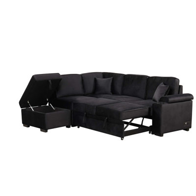 87.4" Sleeper Sofa Bed,2 in 1 Pull Out sofa bed L Shape Couch with Storage Ottoman