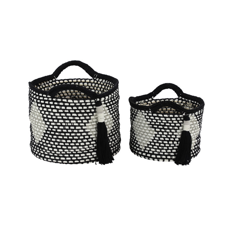 Ensemble de 2 paniers ronds en tissu, Noir