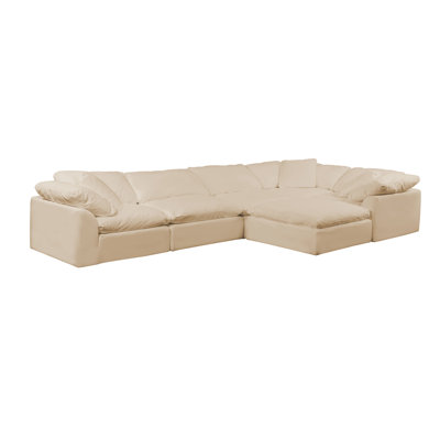 Canapé modulaire surdimensionné de 6 po avec repose-pieds Caitlynne d'inspiration nuageuse de 176 po avec repose-pieds | Tissu performant résistant à l'eau et aux taches lavable | Canapé à bourre de duvet profond | Coussins moelleux, conception moderne 