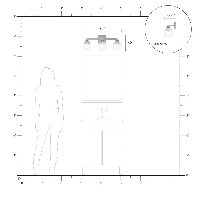 Éclairage de salle de bain à intensité variable 3 lumières Ashanni, Chrome noir