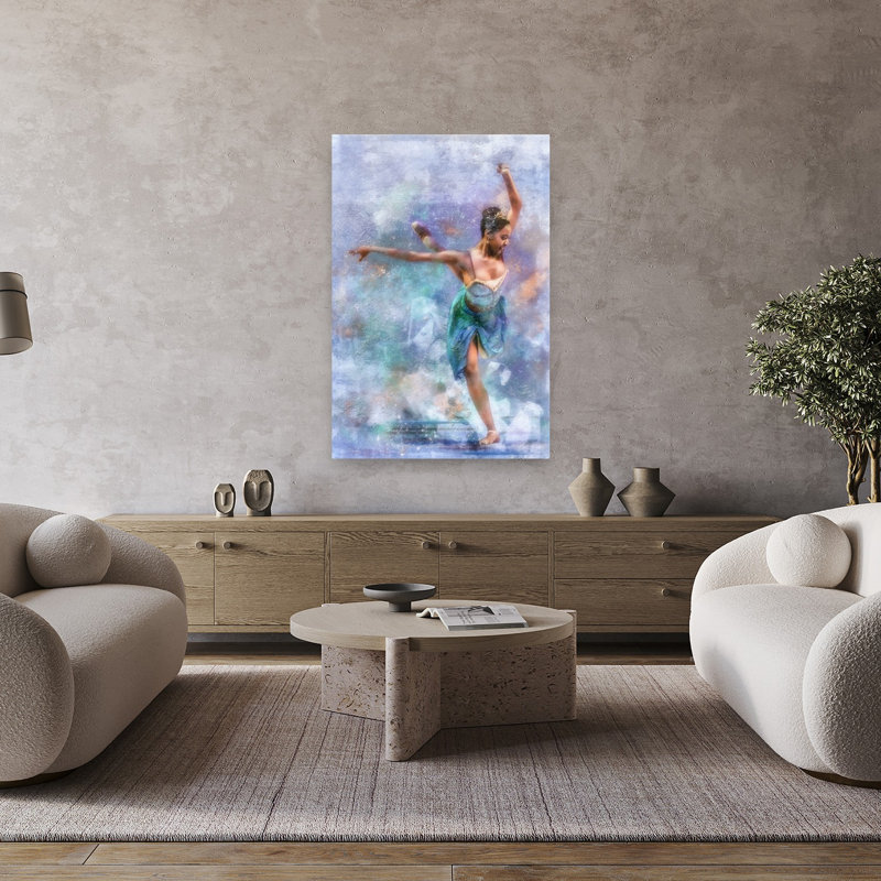 Affiche murale abstraite et élégante représentant une danseuse de ballet onirique, H 48 po x l 32 po