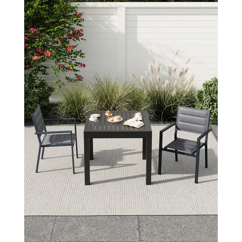 Patio Dining Chairs Set of 2, Aluminium Outdoor Dining Chair with Armrest & Wider Seat, All-Weather Stackable Patio Chairs for Balcony, Garden, Backyard