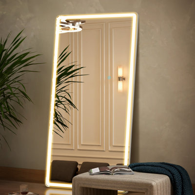 LED Lighted Full Length Mirror with Stand Rectangle LED Wall Mirror