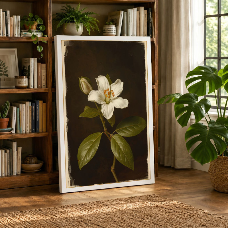 Pale Bloom Study Botanical - Wrapped Canvas, 36x24 - 91.4 x 61.0 cm, Sage Border