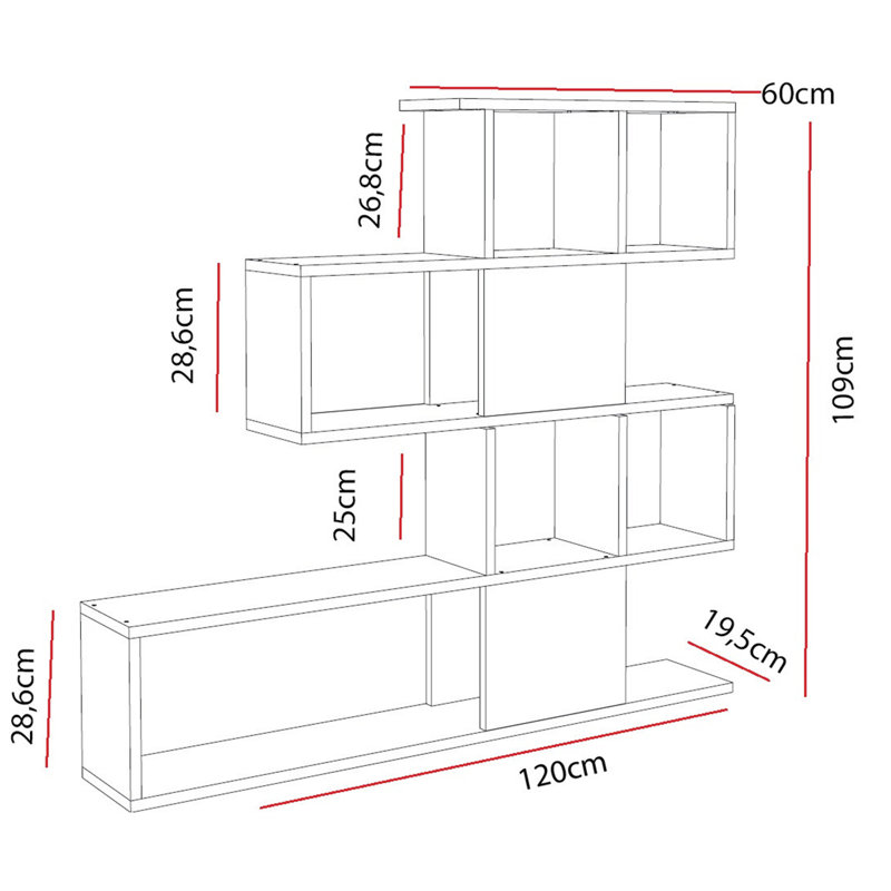 Bibliothèque moderne blanche, panneau de particules 100% mélaminé, 47,2 po x 42,9 po x 7,7 po | Conception murale, plusieurs tablettes de rangement | Finition élégante de couleur unie, idéale pour la décoration de la maison et du bureau