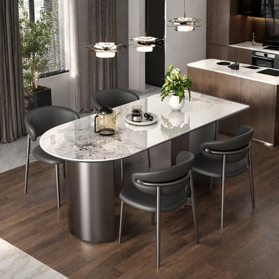 Home-use light luxury semi-round dining table