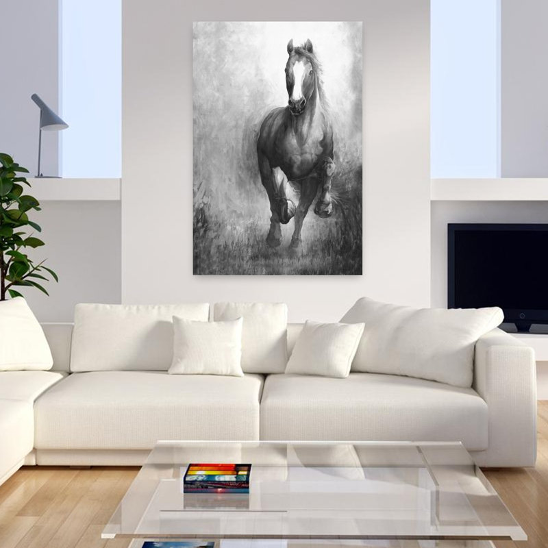 Art au cheval contemporain au galop, H 48 po x l 32 po