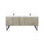 Meuble-lavabo double 80 po Rustic X P 20 po D, dessus en quartz blanc et robinet en métal