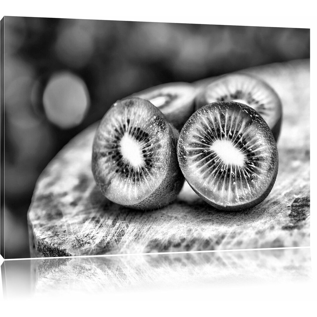 Leinwandbild Kiwi Fruits Früchte Grün in Monochrom