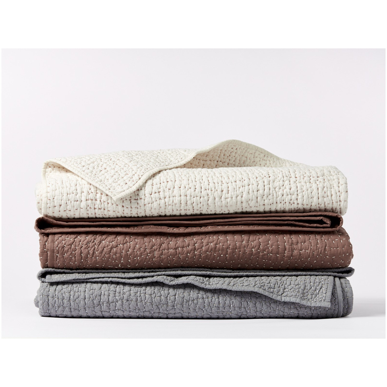 Pebbled Organic Percale Quilt, Full/Queen Quilt, Praline
