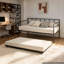 Lit de jour simple avec couchette escamotable en métal pour lit de jour escamotable, pour le salon, chambre d'amis, peu encombrant, support de canapé-lit en métal robuste, roulettes verrouillables, assemblage facile, noir