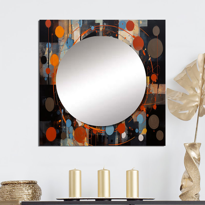 Chella - Miroir carré abstrait mural pour chambre à coucher, 36 po x 36 po