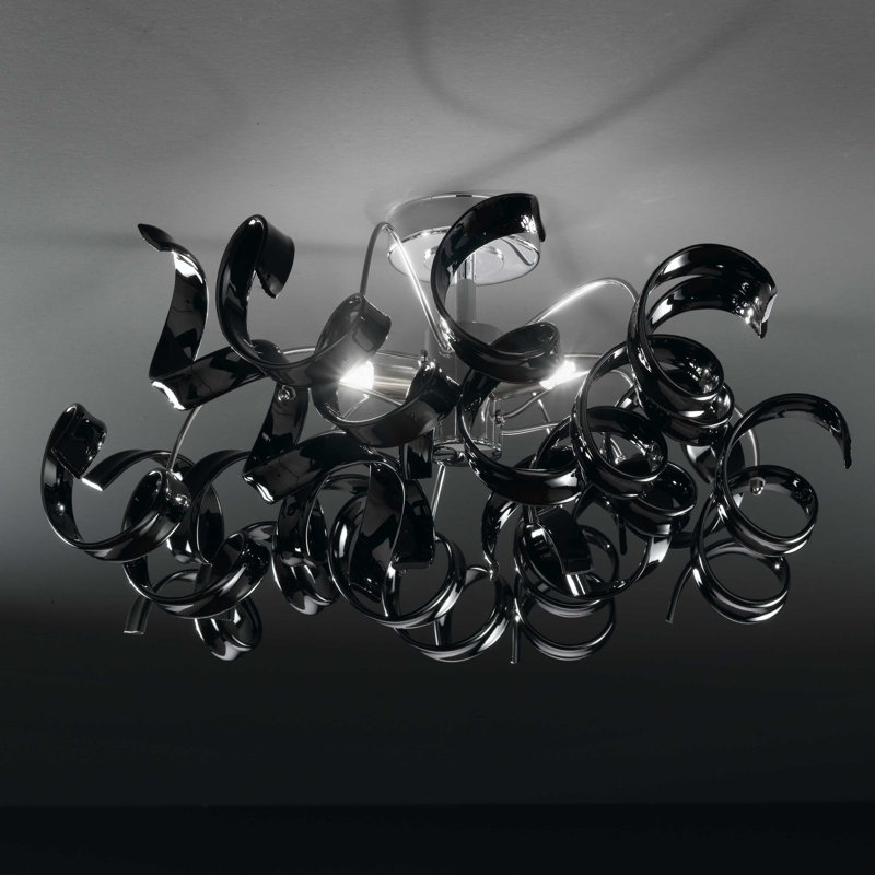 Astro Crystal Semi Flush Mount, Black, Chrome