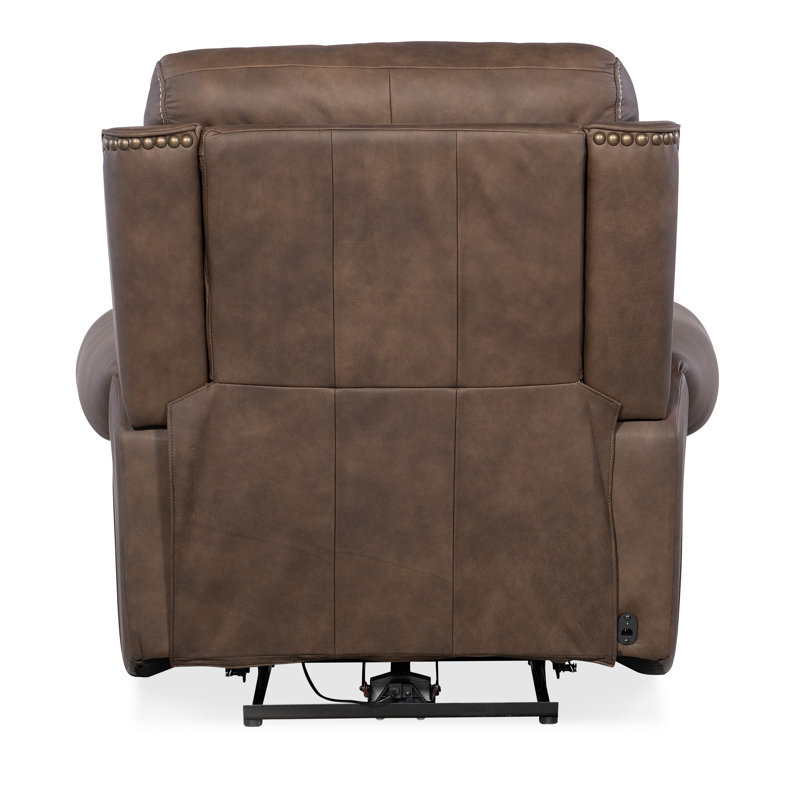 Kalahari Bark Leather Recliner with Rolled Arms