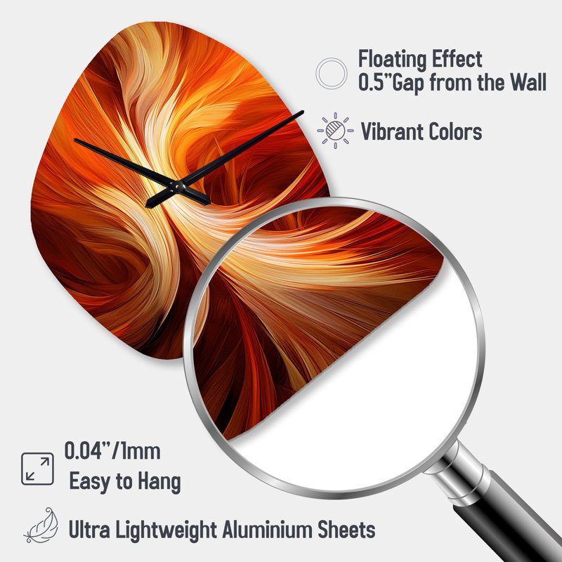Horloge murale en forme de fractale asymétrique orange - VI, Petit