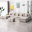 Canapé modulaire double en lin 6 pièces