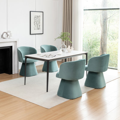 Chaise rembourrée pivotante en velours Dantzler