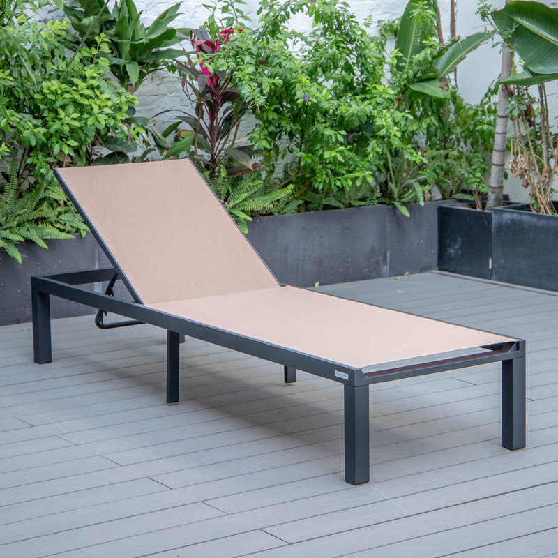 Marlin Modern Aluminum Outdoor Reclining Chaise Lounge - Weather-Resistant Sling Patio Chair for Poolside & Sunbathing