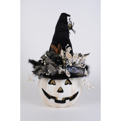 Lighted White Fiber Optic Pumpkin